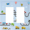 Road Construction Car Truck Hot Air Balloon Decorative Outlet Covers 2 Gang Double GFCI Rocker Electrical Wall Panels Light Switch Cover Plate for Nursery Kids Room Decor