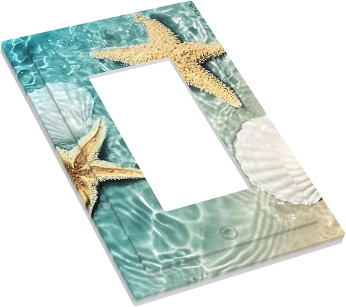 Decorative Outlet Covers Beach Starfish Ocean Conch Cameo Shell 1 Gang Single Rocker Light Switch Cover Plate Wall Plates Gfci Faceplate For Decor Kids Room Decor