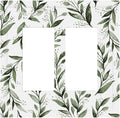 Green Leaf Olive Leaf Sage Floral Decorative Outlet Covers 2 Gang Double GFCI Rocker Electrical Wall Panels Light Switch Cover Plate for Bedroom Living Room Decor