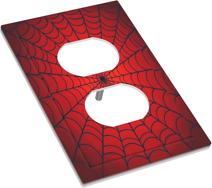 Red Spider Web Black Line Simplicity Outlet Covers 1 Gang Duplex Light Switch Cover Decorative Switch Plates Electrical Receptacle Faceplate Wall Plate For Kids Room Home Decor