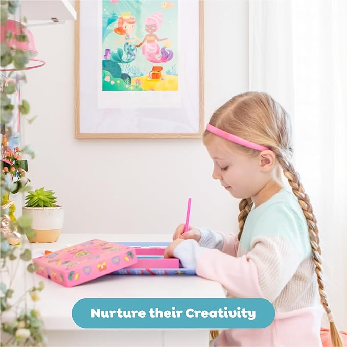 Tiger Tribe Coloring Set - Mermaids, Activity Set for Kids, incl. Stickers & Markers Portable Storage Box, Perfect for Travel, Great Gift
