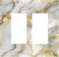 Luxurious White Gold Marble Patterns Abstract Decorative Outlet Covers 2 Gang Double GFCI Rocker Electrical Wall Panels Light Switch Cover Plate for Bathroom Kitchen Decor