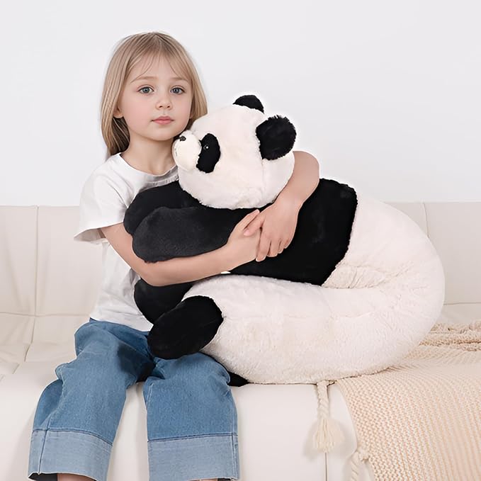 MMguai 40'' Giant Panda Stuffed Animal, Large Stuffed Panda Long Body Pillow Plush Toy, Big Soft Toy Panda Jumbo Fluffy Bear Plushies Gift for Kids Boys Girls, Birthday