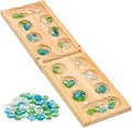 Regal Games Mancala Board Game - Fun Classic Table Game with Wooden Board for Adults & Kids - 48 Glass Mancala Beads & 2 Player Games - Ideal for Family Game Night, Travel (Ages 8+)
