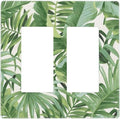 Green Tropical Palm Tree Leaf 2 Gang Double GFCI Decorator Rocker/decorator Light Switch Cover Decorative Outlet Wall Plate Electrical Faceplate Screwless