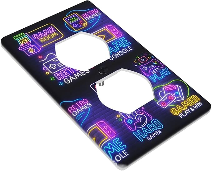 Games Funny Outlet Covers Decorative Electrical Outlets Duplex Outlet 1-Gang Wall Plate Receptacle Wall Outlet Cover