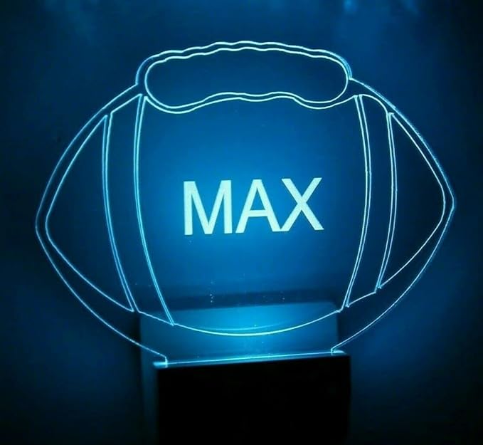 MIRROR MANIA Night Light Multi Color Personalized LED Plug-in, Ultra-Slim Touch Night Light Smart Dusk to Dawn Sensor, Kids Children's Bedroom Kitchen Bathroom Hallway Play Room Variations (Football)