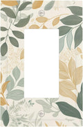 Boho Watercolor Leaves Single Light Switch Cover Plate Green Botanical 1 Gang Rocker Outlet Covers Switchplate Decorative Electrical GFCI Wallplate Faceplates for Country Bedroom Kitchen Decor