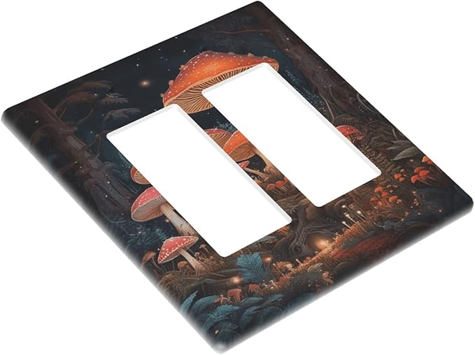 Decorative Art Light Switch Covers Maple Path 2 Gang Dual Rocker Outlet Switch plate Faceplate GFCI for Home Decor
