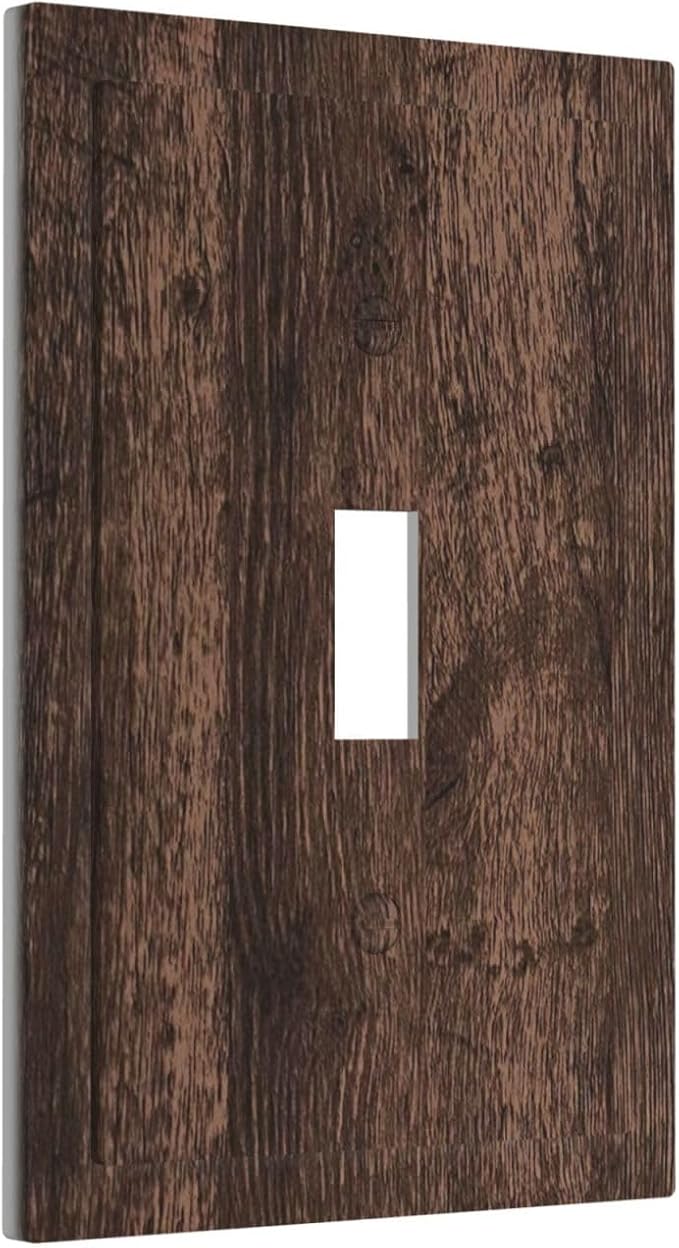 Light Switch Cover Plate Rustic Brown Wood Plank Retro Wooden Board 1 Gang Wall Plate Cover Single Toggle Outlet Covers Decorative Switch Plate Covers Electrical Faceplate for Farmhouse Home