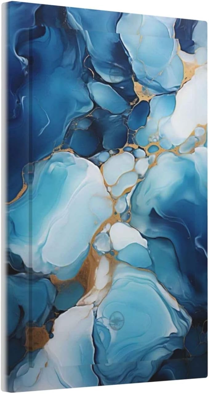 Decorative Light Switch Plate Covers Artistic Abstract Blue Marble Gold Line Painted 1 Gang No Device Switch Cover Plate Single Blank Wall Plate Switchplate Electrical Faceplate