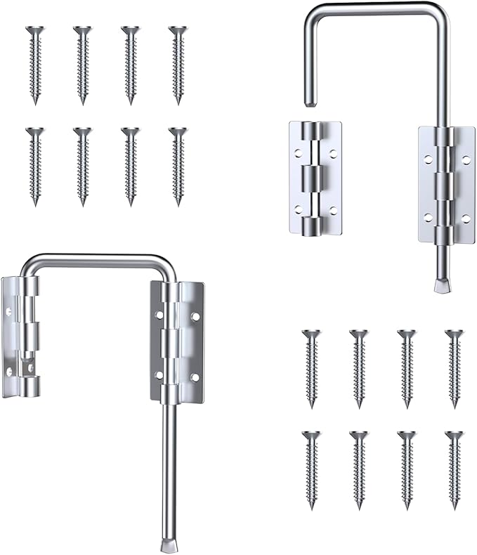 Patio Sliding Door Loop Lock, U-Shaped Rotating Latch, 90° / 180° Adjustable Door Lock for Uneven Surfaces, Child & Pet Safety Lock for Sliding Doors, Windows & Gates, (Sliver, 2 Pack)