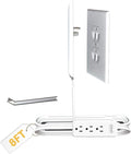 Sleek Socket No Shock Child Protector, Outlet & Plug Concealer for Inverted Outlets, Protective Cord Clips, 8-Foot Flat Extension Cord with Multiple Outlets, Baby Proofing from Chewing Dangerous Cords
