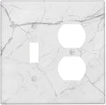 Wallplates White Grey Abstract Modern Marble 1 Toggle 1 Duplex Switch Plate Electrical GFCI Faceplate Decorative Light Switch Covers for Bathroom Kitchen Decor