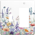Colorful Floral Purple Lavender Flower Leaves Plants Outlet Covers 1 Toggle 1 Rocker Combination Decorative Wall Plate Electrical Switch Plates Light Switch Cover Plate for Bed Room Living Room Decor