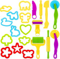 Dough Tools Set for Kids 20 PCS Dough Play Tools with Animal Cutters,Rollilng Pins,Rollers, Random Color
