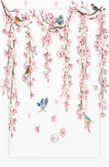Pink Cherry Blossom Flower Vine Floral Tree Branch Birds Light Switch Cover Plate 1 Gang No Device Blank Electrical Wall Plates Faceplate Decorative Switch Plate Covers for Bedroom Living Room Decor