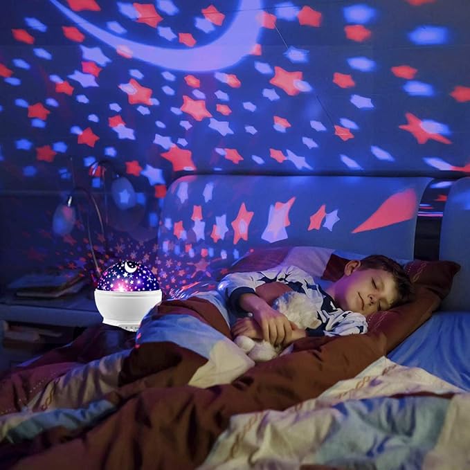 MOKOQI Star Projector Night Lights for Kids, Birthday Gifts for 3 4 5 Year Old Girls and Boys, Projection Lamp for Kids Bedroom Ceiling, Stars and Moon for Child Asleep Peacefully (White)