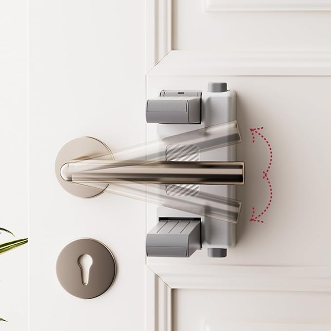 YEYA Upgrade Child Safety Door Handle Lock, White Universal Fit Lever Locks with Stong 3M Adhesive Backing, 2-Pack