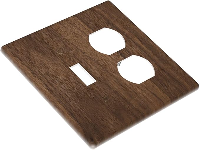 Outlet Covers Dark Brown Wood Grain 1 Toggle 1 Duplex Switch Plate Covers Electrical Light Switch Cover Plate Decorative Wall Plate Socket Cover for Farmhouse Cabin Decor