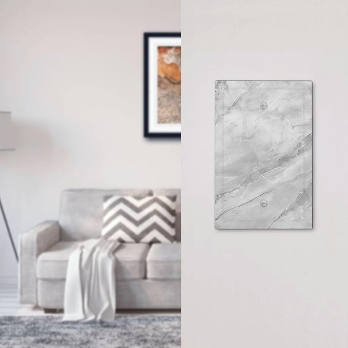 Light Switch Cover Plate Gray Marble Pattern 1 Gang No Device Blank Wall Plate Decorative Switch Plate Covers Electrical Outlet Cover for Home Farmhouse Decor