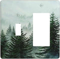 Forest Pinetrees Misty Landscape Nature Outlet Covers 1 Toggle 1 Rocker Combination Electrical Switch Plates Light Switch Cover Plate Decorative Wall Plate for Bedroom Farmhouse Decor