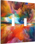 Light Switch Cover Plate Iridescent Abstract Colorful Clouds 2 Gang Double Toggle Decorative Switch Plates Rainbow Wall Plates Electrical Outlet Covers for Bathroom Home Decor