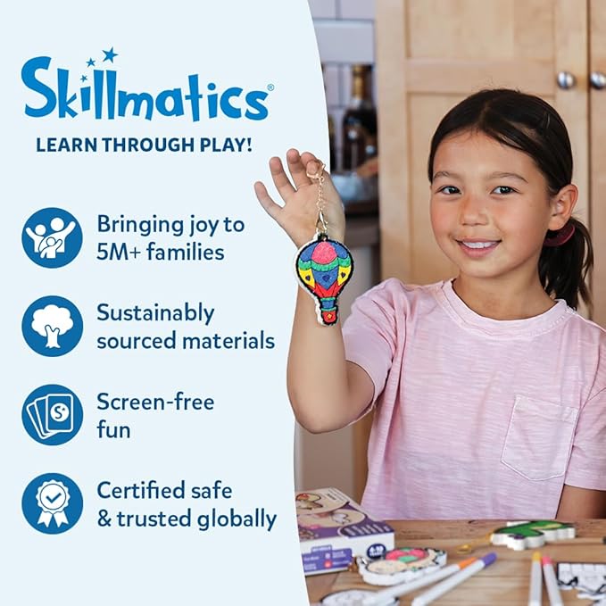Skillmatics Shake-its – Christmas Ornament Craft Kit for Kids, DIY Make Your Own Ornaments with Keychains, Mess-Free Arts & Crafts Activity, Holiday Gift for Girls & Boys Ages 4, 5, 6, 7, 8, 9