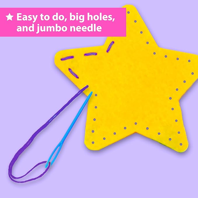 KRAFUN Easy Sew Fairy Tales Sewing Kit for Kids Beginners, Make 8 DIY Felt Plush Toys with Pre-Punched Holes, Arts & Crafts for Girls Ages 5-10