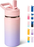 Fijinhom 12 oz Kids Water Bottle, Toddler Water Bottle with Straw, Boys&Girls Bottle for School, 304 Stainless Steel Vacuum Insulated Bottle for Kids, BPA-Free, Leak-Proof, Dreamy Purple