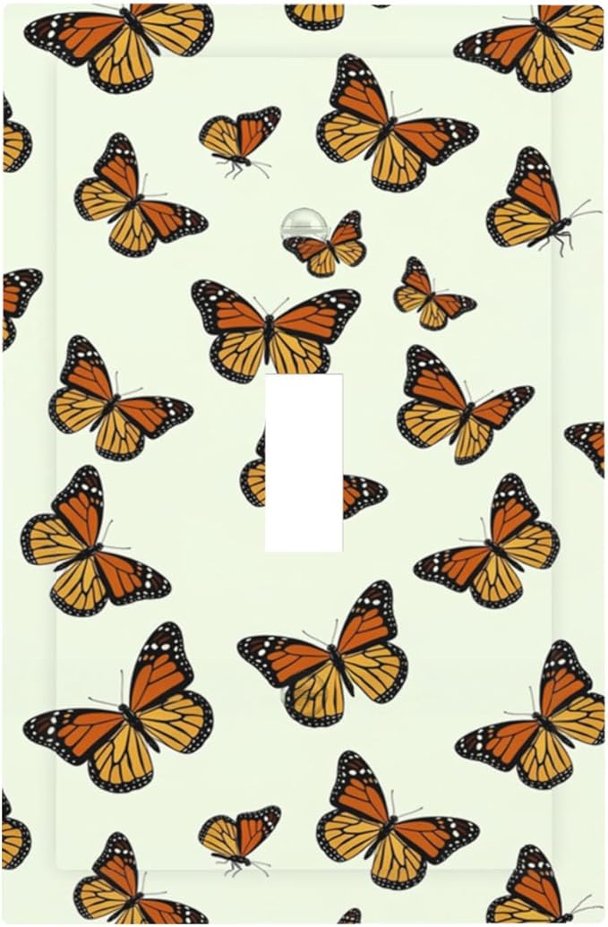 Monarch Butterfly 1-Gang Toggle Light Switch Plate, Butterfly Migration Vibrant Orange Whimsical Garden Decorative Wall Plate for Girls Room