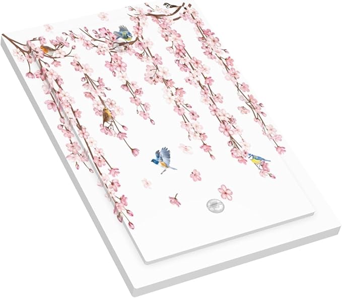 Pink Cherry Blossom Flower Vine Floral Tree Branch Birds Light Switch Cover Plate 1 Gang No Device Blank Electrical Wall Plates Faceplate Decorative Switch Plate Covers for Bedroom Living Room Decor
