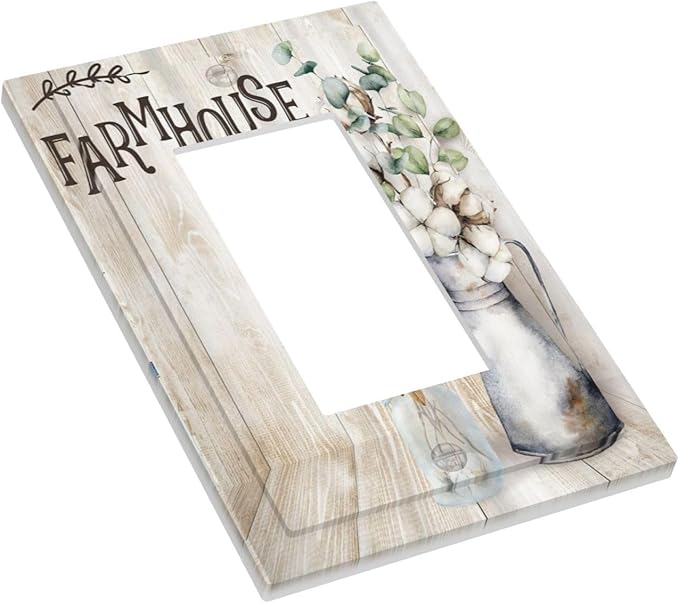 Decorative Switch Plate Covers Farmhouse Floral Cotton 1 Gang Single Decora GFCI Device Light Switch Cover Rustic Country Flower 1 Rocker Outlet Wall Plate Faceplate for Country Home Decor