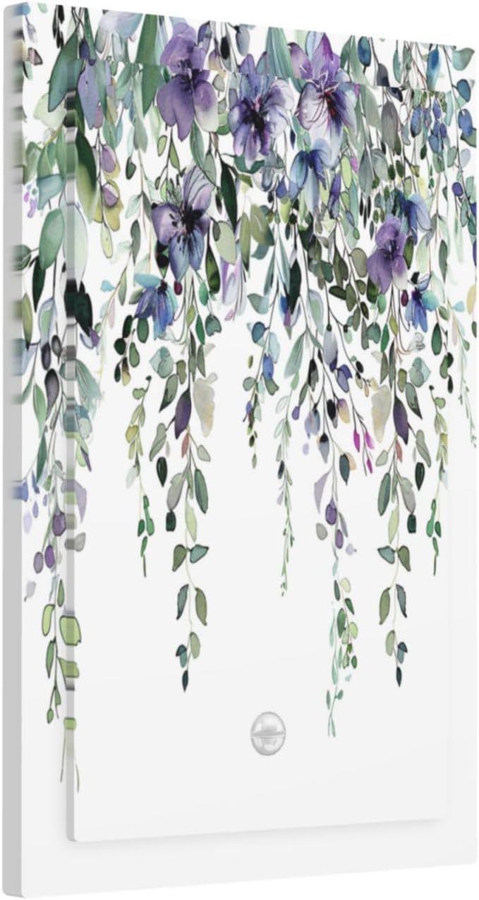 Light Switch Covers Blue Purple Eucalyptus Leaves Boho Botanical Decorative Switch Plates 1 Gang Blank No Device Outlet Covers Electrical WallPlates for Bathroom Home Decor