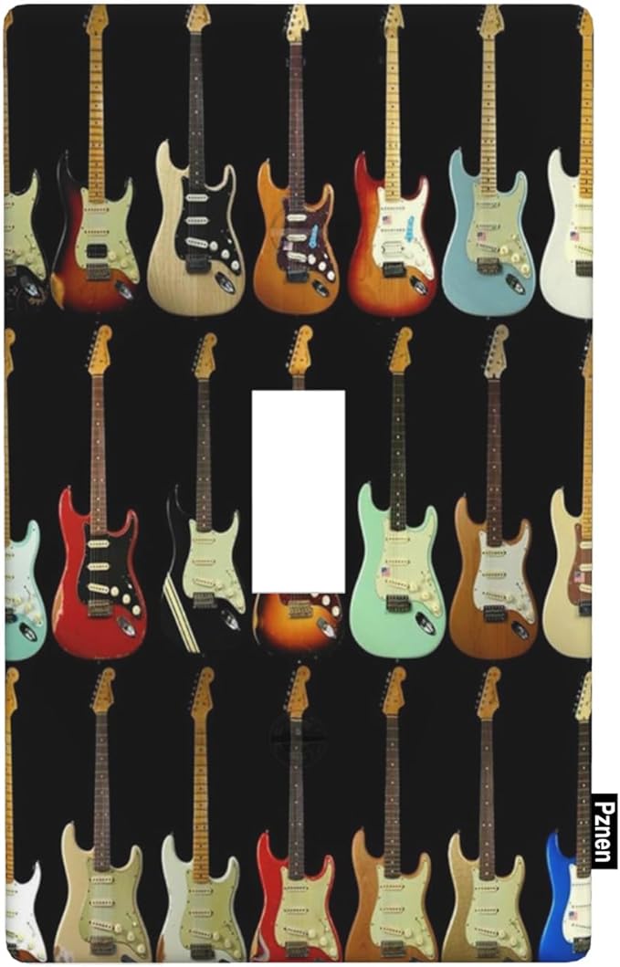Modern Guitar Light Switch Cover Plates Music Rock And Roll Guitar Musical Single Toggle Wall Plate 1 Gang Lightswitch Cover Home Decorative Office 4.5"x 2.76"