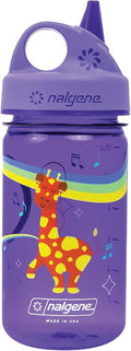 Nalgene Kids Sustain Grip-N-Gulp Water Bottles Made with Material Derived from 50% Plastic Waste, Leak Proof Sippy Cup, Durable, BPA and BPS Free, Dishwasher Safe, Reusable, 12 Ounces, Orange Volcano