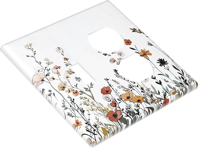 Wallplates Vintage Wildflower Colorful Plants Floral 1 Toggle 1 Duplex Switch Plate Electrical Gfci Faceplate Decorative Light Switch Covers For Bed Room Living Room Decor