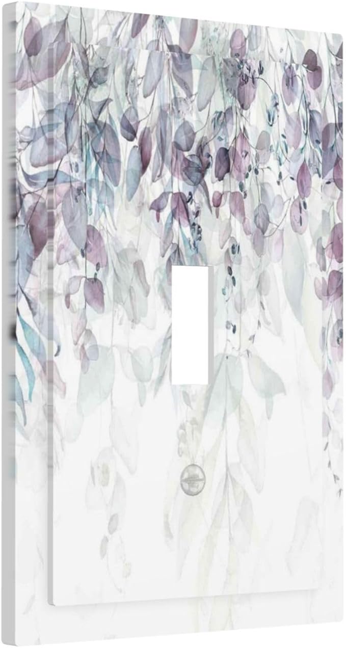Hazy Leaves Ivy Nature Plants Eucalyptus Leave Decorative Light Switch Cover 1 Gang Single Toggle Device Electrical Faceplate Switchplates Decorator Outlet Wall Plate for Bedroom Home Decor