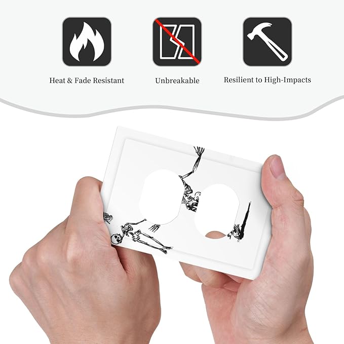 Outlet Covers Skeleton Basketball Funny Skull Stick Figure 1 Gang Duplex Light Switch Cover Decorative Switch Plates Electrical Receptacle Faceplate Wall Plate For Home Office Decor