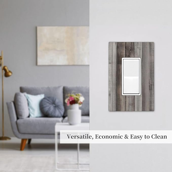 Decorative Outlet Covers Vintage Brown Gray Wood Texture 1 Gang Single Rocker Light Switch Cover Plate Wall Plates Gfci Faceplate For Farmhouse Cabin Decor