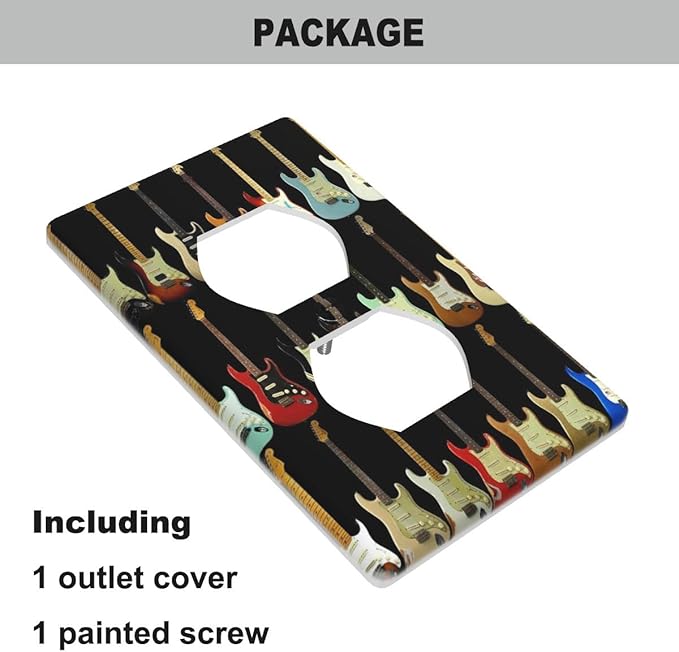Modern Guitar Outlet Cover, Rock & Roll Music Guitar 1-Gang Duplex Receptacle Wall Plate 4.5 x 2.76 Inch for Music Lover Home Living Room Kitchen Decor