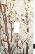Cherry Blossom Tree Light Switch Cover Plate Cherry Blossom Flowers Pink Single Toggle Wall Plate 1 Gang Switchplate Home Decor for Living Room Kitchen 4.5"x 2.76"