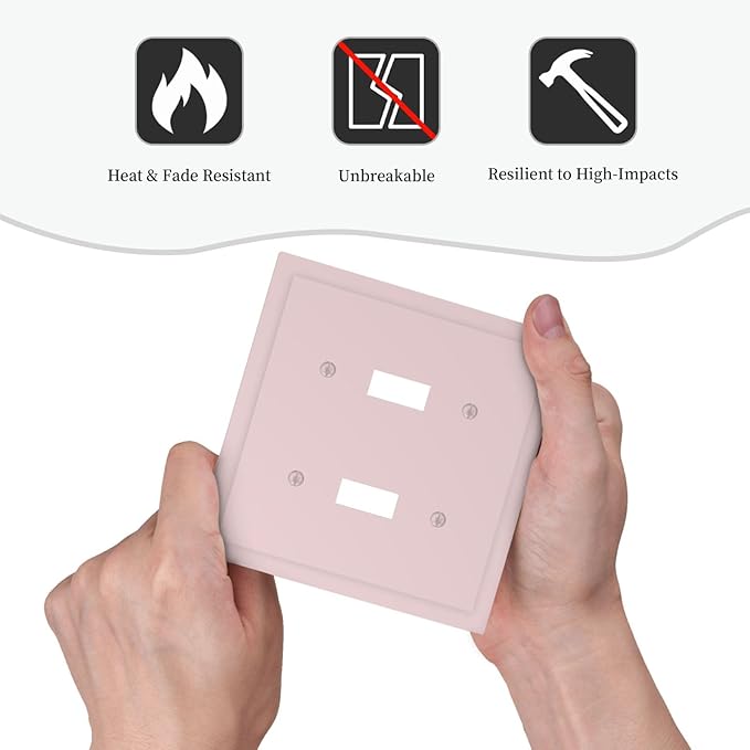 Cute Rose Pink Decorative 2 Gang Toggle Outlet Light Switch Cover Romantic Girl Girly Double Device Wall Plate Electrical Faceplate Dual Device Switchplate