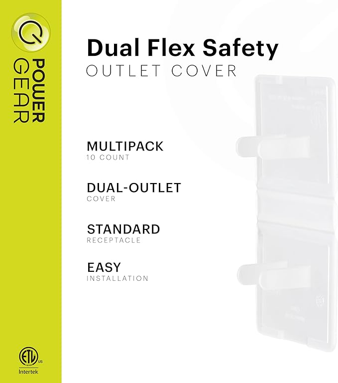 Power Gear Flexible Outlet Covers Baby Proofing Child Proof Plug Covers for Electrical Outlets Easy Install Outlet Plug Covers UL Listed Shock Prevention Clear 82605 10 Count