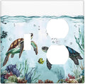 Sea Turtles Sea Coral Seaweed Ocean Jellyfish Wallplates 1 Toggle 1 Duplex Switch Plate Electrical GFCI Faceplate Decorative Light Switch Covers for Kids Room Bathroom Decor