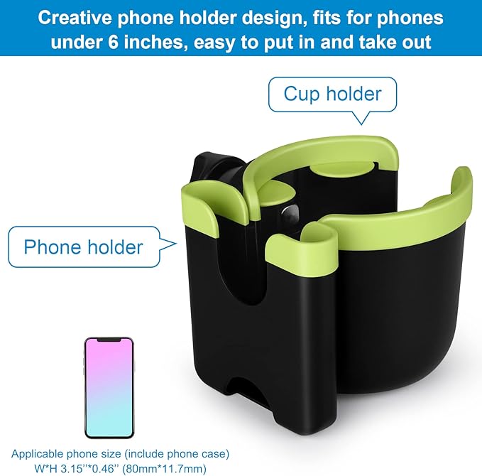 Accmor Stroller Cup Holder with Phone Holder, Bike Cup Holder, Universal Cup Holder for Uppababy Nuna Doona Strollers, 2-in-1 Cup Phone Holder for Stroller Bike Accessory