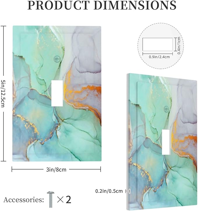 Mint Green Marble Abstract Crystal Pretty Green 1 Gang Light Switch Plate Decorative Single Toggle Wall Plate Cover Electrical Switchplate Faceplate Turquoise Marble Bathroom Bedroom Decorate 5" x 3