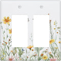 Decorative Outlet Covers Rustic Colorful Floral Butterfly Watercolor Flowers 2 Gang Double Rocker Light Switch Cover Decorative Switch plates Electrical Wallplates GFCI Receptacle for Bathroom Bedroom