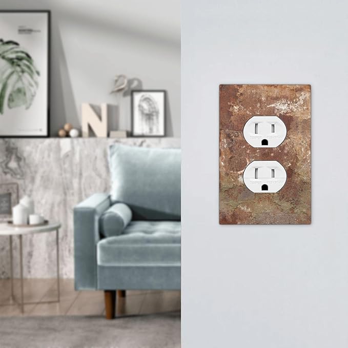 Outlet Covers Shabby Old Aged Rusty Antique Brass Metal 1 Gang Duplex Light Switch Cover Decorative Switch Plates Electrical Receptacle Faceplate Wall Plate For Farmhouse Cabin Decor