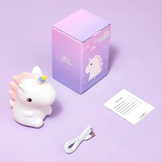 Unicorn Toys, Night Light for Kids Night Light,16 Colors+Silicone+Dimmable+12 Hours Use Nightlight for Kids Room,Unicorn Toys for Girls Age 4-6, Valentines Day Gifts for Kids, Baby, Toddlers, Adults